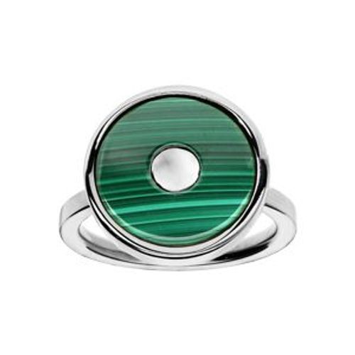 Bague Acier Ronde Pierre Malachite