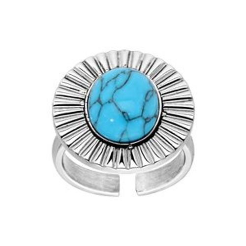 Bague Acier Pierre Turquoise Imitation