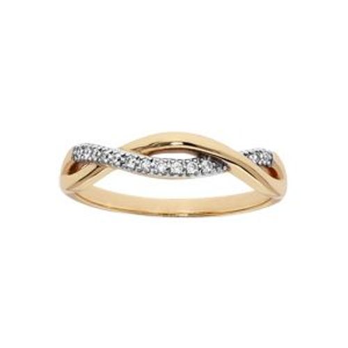 Bague Plaqué Or Grand Diamètre Torsade Oxydes Blancs Sertis