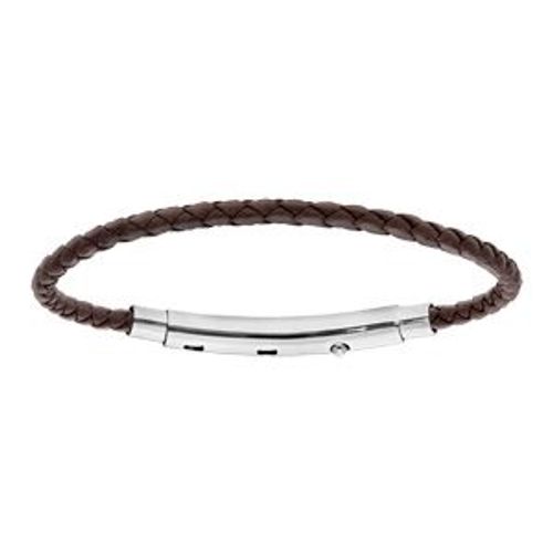 Bracelet Acier Pour Thabora Charms Homme Cuir Bovin Marron Fermoir Téléscopique 18cm Réglable 17 Et 16cm