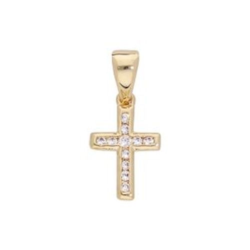 Pendentif Croix Plaqué Or Oxydes Blancs Sertis Petit Modèle