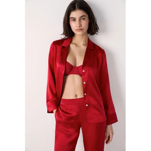 Chemise De Pyjama En Soie - Pearly - M - Rouge - Femme - Etam