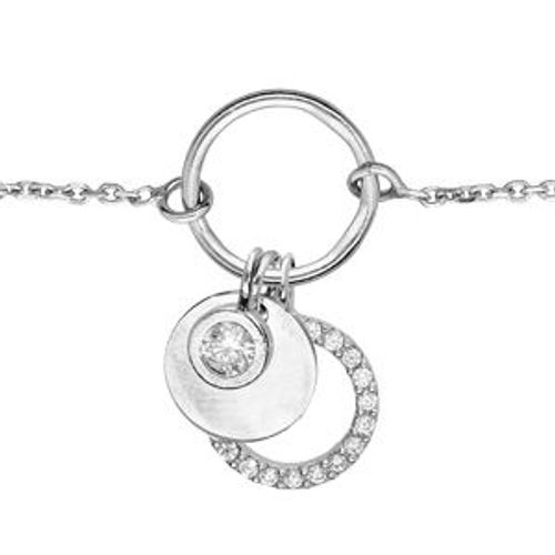 Bracelet Argent Rhodié 3 Rondelles Et Oxydes Blancs Sertis 16+3cm