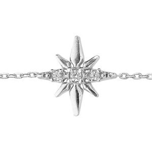 Bracelet Argent Rhodié Boules Et Étoile Oxydes Blancs Sertis 16+3cm