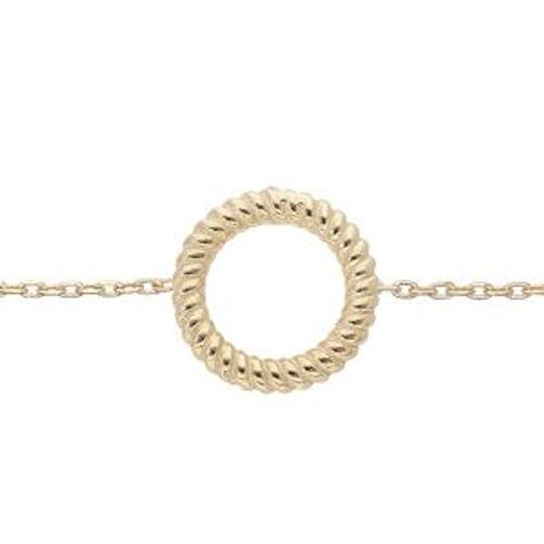 Bracelet Argent Et Dorure Jaune Boules Avec Cercle Torsadé Evidé 16+3cm