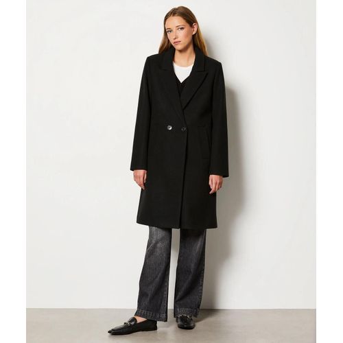 Manteau Long Boutonné Avec Laine - Victoire - 34 - Noir - Femme - Etam