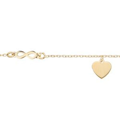 Bracelet Argent Et Dorure Jaune Coeur Et Infini 16+3cm