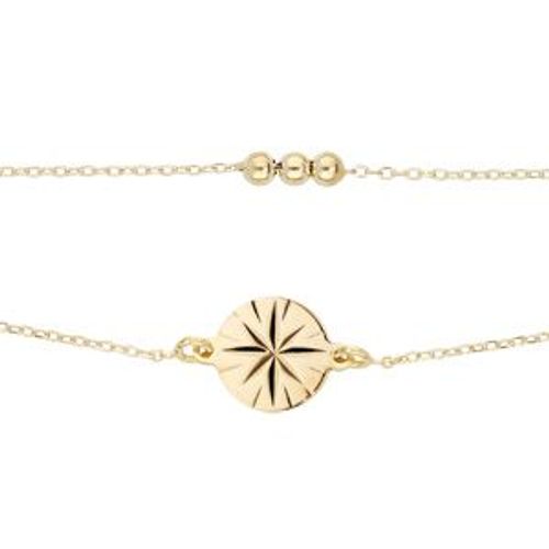 Bracelet Argent Et Dorure Jaune Double Chaîne Pastille Étoile Et Boules 16+3cm