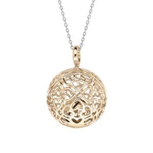 Collier Argent Et Dorure Jaune Bola De Grossesse 13mm Coeurs Ajourés 90+10cm
