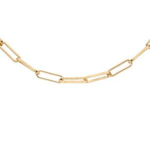 Collier Argent Et Dorure Jaune Maille Rectanguulaire 38+4cm