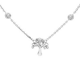 Collier Argent Rhodié Arbre De Vie Et 4 Oxydes Blancs Sertis 40+5cm