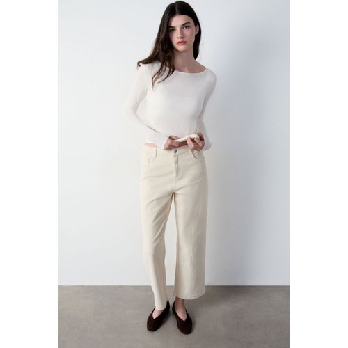 Pantalon Velours En Coton Coupe Large - Letizia - 42 - Ecru - Femme - Etam