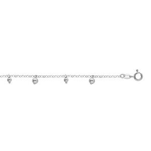 Chaîne Cheville Argent Rhodié Pampilles Boules 23+3m