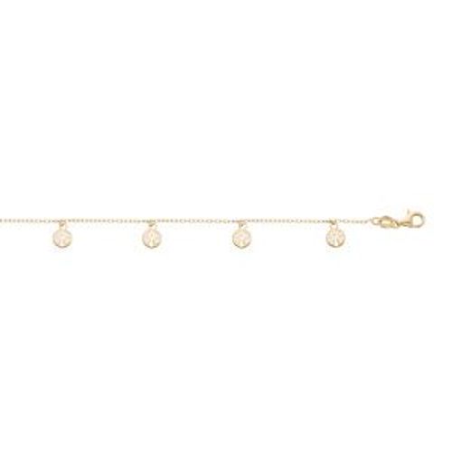 Chaîne Cheville Argent Et Dorure Jaune Pampilles Arbre De Vie 23+3cm