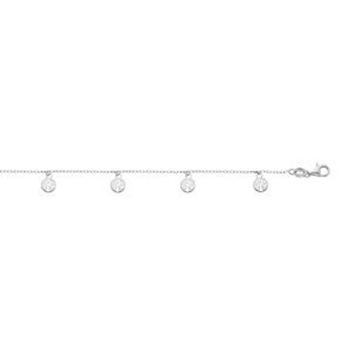 Chaîne Cheville Argent Rhodié Pampilles Arbre De Vie 23+3cm