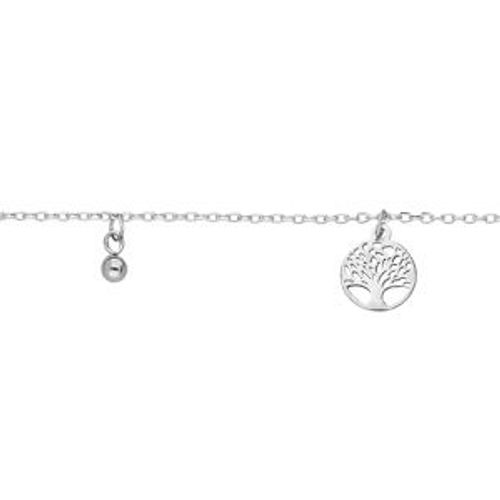 Chaîne Cheville Argent Rhodié Pampilles Arbre De Vie Et Boules 23+3cm