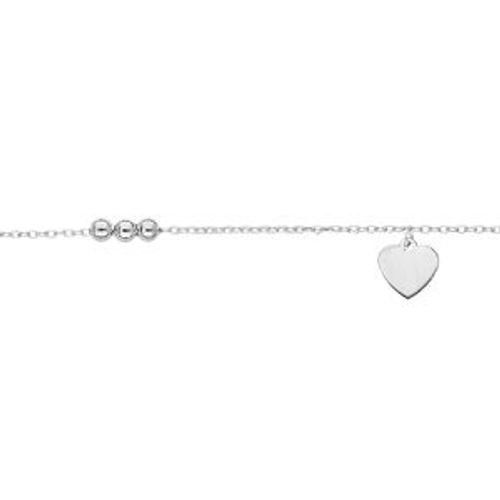 Chaîne Cheville Argent Rhodié Coeur Et Infini 23+3cm