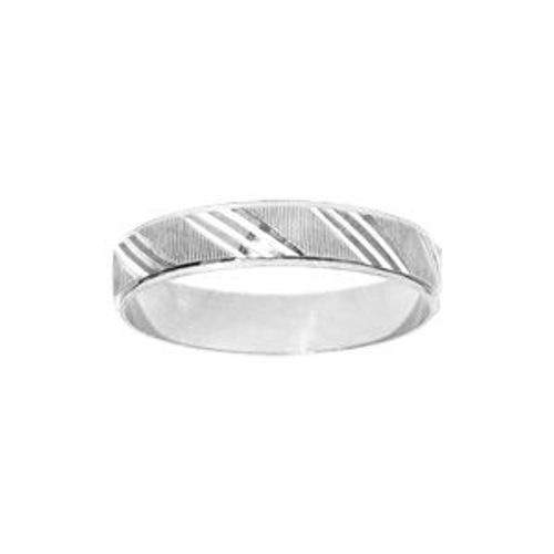 Bague Argent Rhodié 4mm Diamantée Striée