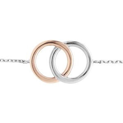 Bracelet Acier Double Cercle Avec Pvd Rose 16+3cm