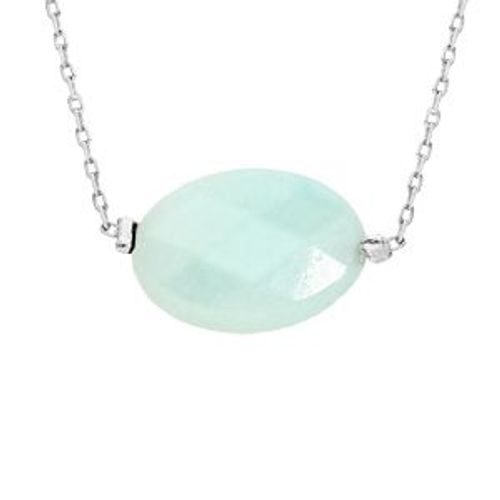 Collier Acier Pierre Naturelle Amazonite 42+3cm (Tendresse & Positivité)