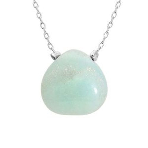 Collier Acier Pierre Naturelle Aventurine Verte 42+3cm (Confiance En Soi & Serenite )