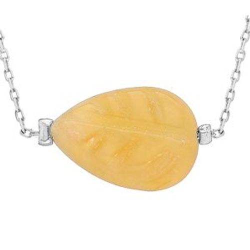 Collier Acier Pierre Naturelle Jade Jaune 42+3cm (Équilibre & Honneteté)