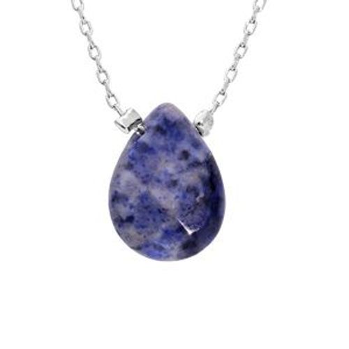 Collier Acier Pierre Naturelle Dumortiérite 42+3cm (Sagesse & Intuition)