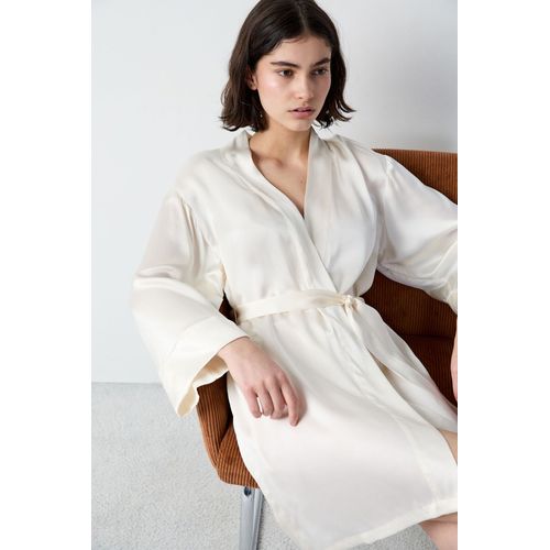 Déshabillé En Soie - Pearly - S - Blanc - Femme - Etam
