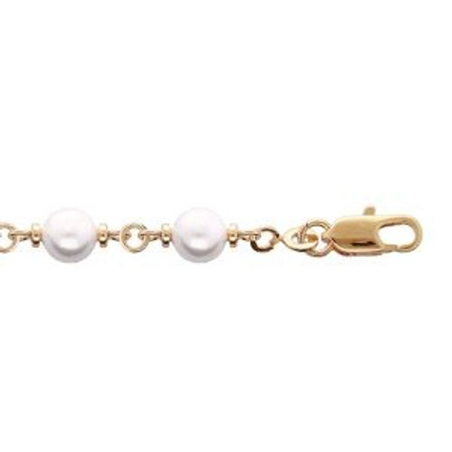 Bracelet Plaqué Or Perle Blanche 16+3cm