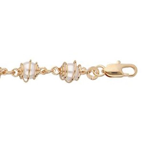 Bracelet Plaqué Or Boules Blanches Imitation 16+3cm