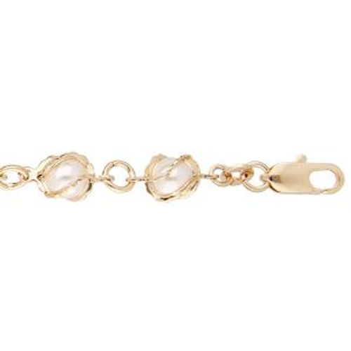 Bracelet Plaqué Or Perles Blanches 16+3cm