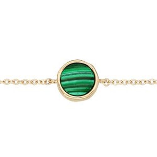 Bracelet Plaqué Or Forme Irreguliere Avec Malachite Véritable 16+2cm