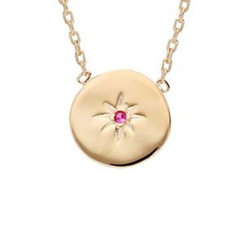 Collier Plaqué Or Pendentif Étoile Oxyde Rouge 42cm