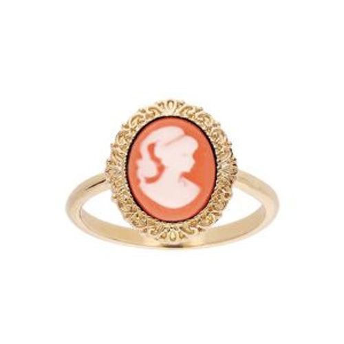 Bague Plaqué Or Camée Résine Rose