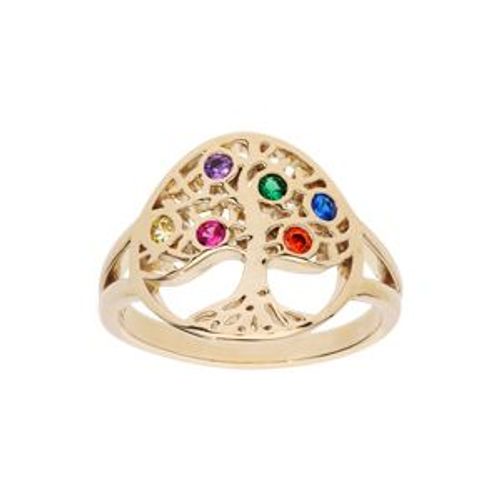 Bague Plaqué Or Arbre De Vie Empierré Multicolore