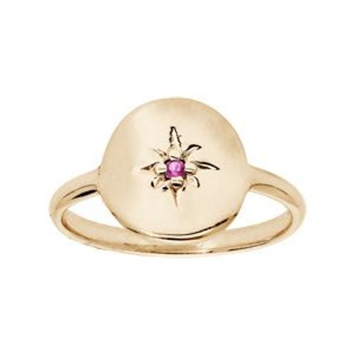 Bague Plaqué Or Pastille Étoile Oxyde Rouge