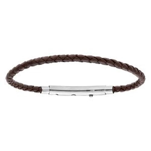 Bracelet Acier Pour Thabora Charms Homme Cuir Bovin Marron Fermoir Téléscopique 21cm Réglable 20 Et 19cm
