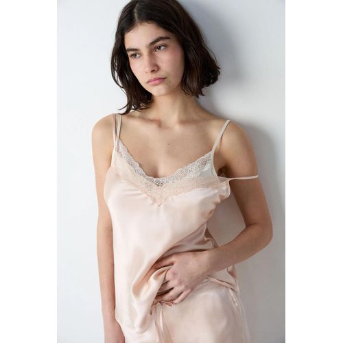 Caraco En Soie Détails Dentelle - Milky - L - Rose - Femme - Etam