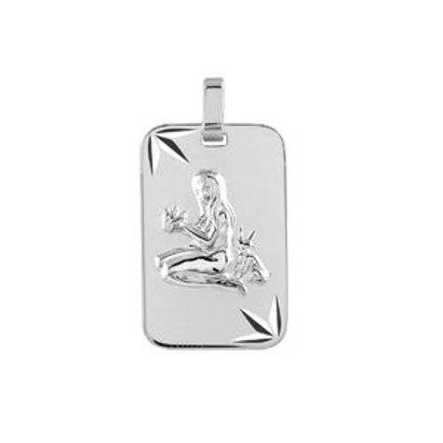 Pendentif Zodiaque Plaque Gi Vierge Argent Rhodié Diamanté Étoile