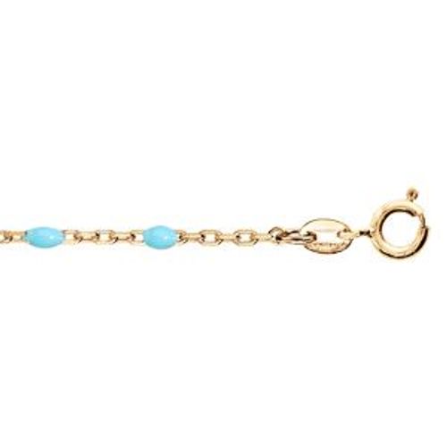 Bracelet Argent Et Dorure Jaune Olives Résine Turquoise Imitation 15+3cm
