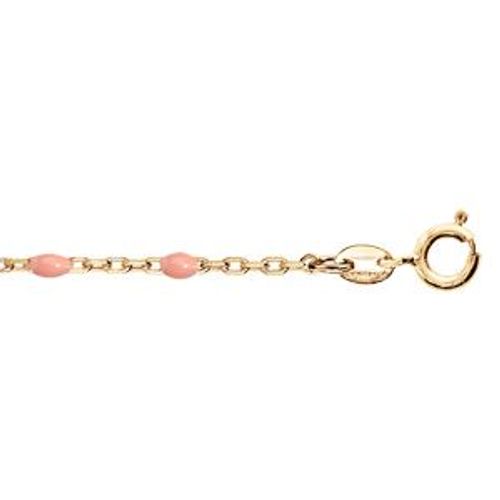 Bracelet Argent Et Dorure Jaune Olives Résine Rose 15+3cm