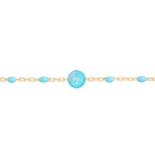 Bracelet Argent Et Dorure Jaune Olives Résine Turquoise Et Pierre Hémimorphite Véritable 16+3cm