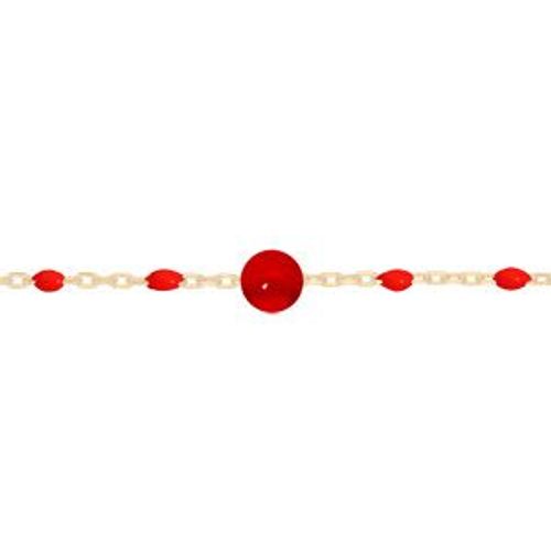 Bracelet Argent Et Dorure Jaune Olives Résine Rouge Et Pierre Agate Rouge Véritable 16+3cm