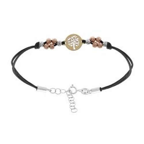 Bracelet Argent Et Dorure 3 Tons Arbre De Vie 16+3cm