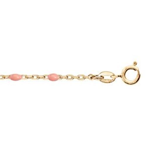 Chaîne Cheville Argent Et Dorure Jaune Olives Résine Rose 23+3cm