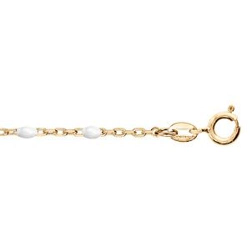 Chaîne Cheville Argent Et Dorure Jaune Olives Résine Blanc 23+3cm