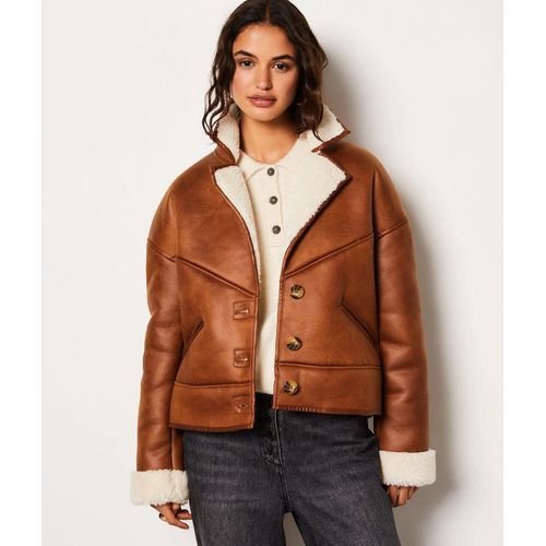 Manteau Court Avec De La Fausse Fourrure - Mona - Xl - Chocolat - Femme - Etam
