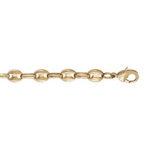 Bracelet Acier Et Pvd Jaune Maille Grain Café Massive 6mm 21cm
