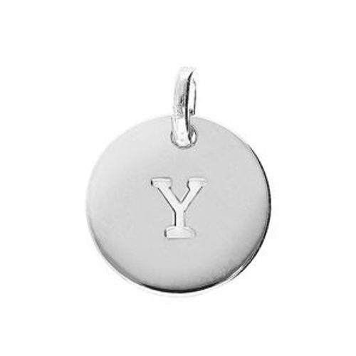 Pendentif Argent Rhodié Médaille 12mm Gravure Alphabet "Y