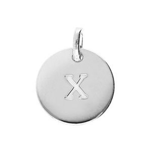 Pendentif Argent Rhodié Médaille 12mm Gravure Alphabet "X